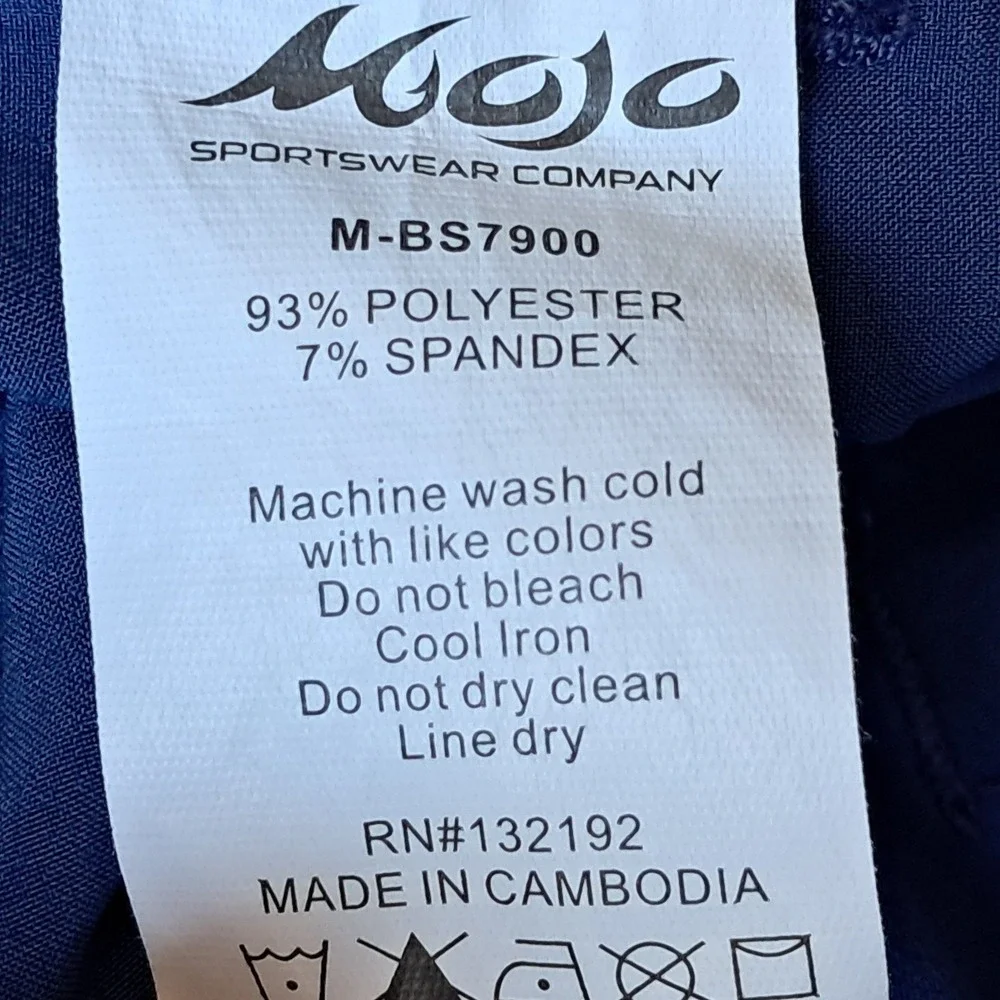 Mojo Sportswear Mens 2XL Blue Fishing Cargo Shorts M-BS7900‎ Technical Stretch